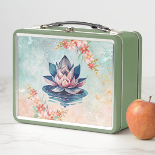 Lotos Blush Calm – Sanfte Florale Kunst Metall Brotdose