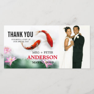 Lotos Koi Hochzeits-Foto der Liebe-Kreis- danken Dankeskarte