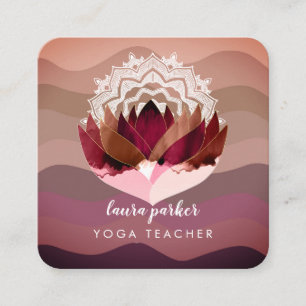 Lotos Lila Mandala Meditation Yoga Boho Quadratische Visitenkarte