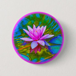 Lotos-oder Wasserlilie-elegantes Blumen-Yoga Button