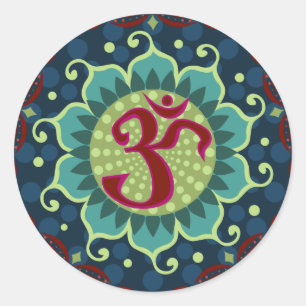 Lotos-Om - OM Runder Aufkleber