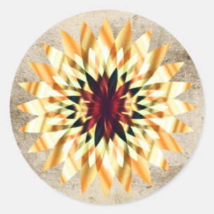 Lotosblume Aquarell Gold Logo Heilung Yoga Runder Aufkleber