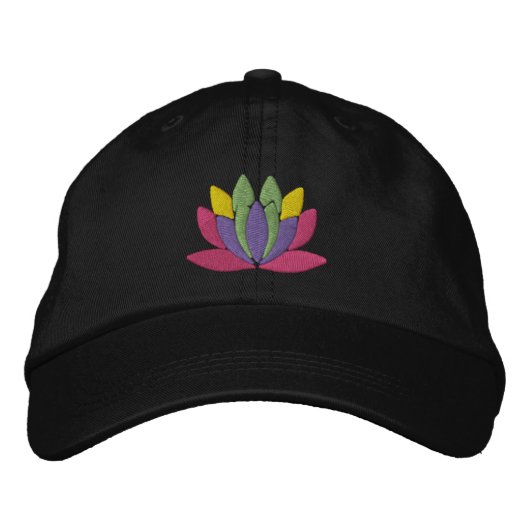 Lotosblume Bestickte Baseballkappe (Vorderseite)