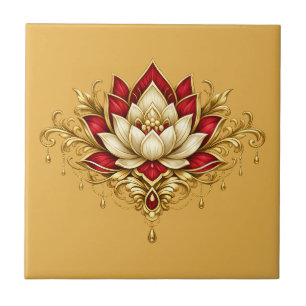 Lotosblume bordeaux gold floral indische Wand Fliese
