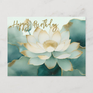 Lotosblume goldene Ränder Alles Gute zum Geburtsta Postkarte