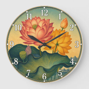 Lotosblume Große Wanduhr