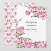 Lotosblume Indischer QR-Code RSVP Hochzeit
