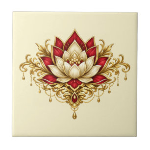 Lotosblume marinegold florale indische Wand Fliese