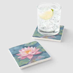 Lotosblume Seerosenblatt Aquarell Steinuntersetzer