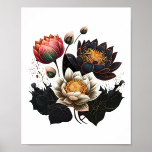 Lotosblumen Buddhismus Spirituelles Symbol Yoga Na Poster