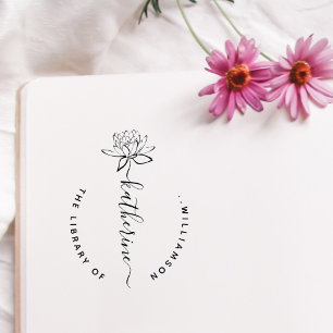 Lotosblumen Elegantes Skript Benutzerdefinierter N Gummistempel