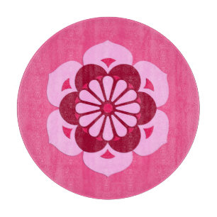 Lotosblumen-Mandala, Fuchsia-Pink und Burgunderrot Schneidebrett