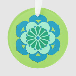 Lotosblumen-Mandala, Limettengrün und Hellblau Ornament