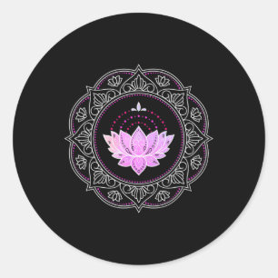 Lotosblumen-Mandala-Yoga-Lotos-Design-Lotosblume Runder Aufkleber