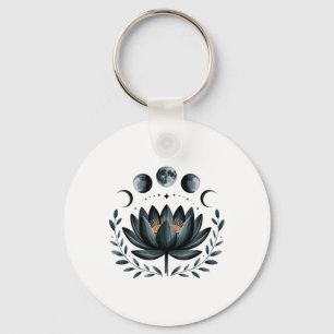 Lotosblumen-Mondphasen-Zen-Yoga-Liebhaber Spiritue Schlüsselanhänger