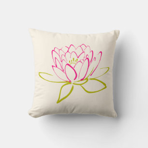 Lotosblumen- / Seerosen-Illustration Kissen
