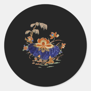 Lotosblumen-Yoga-Meditation Vintage-Gemälde Runder Aufkleber