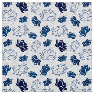Lotosblumenmuster mit blauem Glitter Stoff