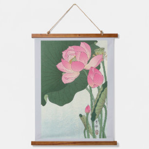 Lotosblüte, Ohara Koson, Ukiyo-e Wandteppich Mit Holzrahmen