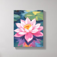 Lotosblüte Rosa Seerose Aquarell Teich
