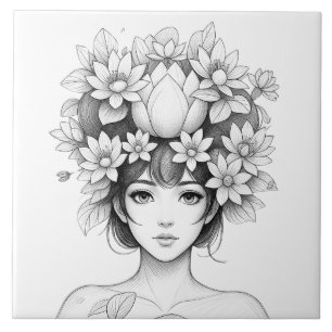 Lotosblüten-Mädchen Fliese