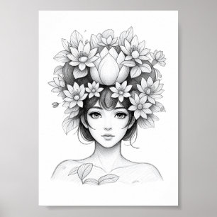 Lotosblüten-Mädchen Poster