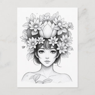Lotosblüten-Mädchen Postkarte