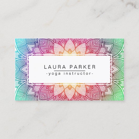 Lotosmandala-Yoga-Lehrer-Meditations-Fitness Visitenkarte (Vorderseite)