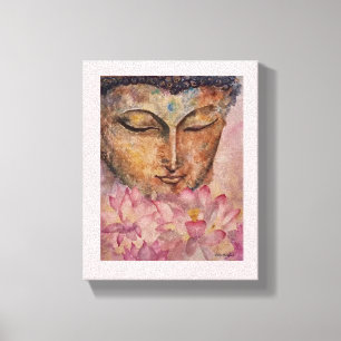 Lotoswatercolor-Leinwand-Druck Buddhas rosa Leinwanddruck