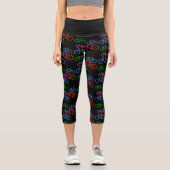 Lots of Bicycles Pattern on Black Capri Leggings (Vorderseite)