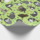 Lotsa Cats hellgrüne Rolle Geschenkpapier (Ecke)