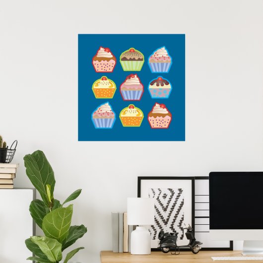 Lotsa Cupcakes Blue Poster (Heimbüro)
