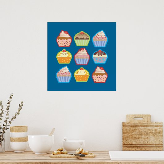 Lotsa Cupcakes Blue Poster (Küche)