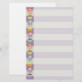 Lotsa Cupcakes Lila Streifen Briefpapier (Vorne/Hinten)