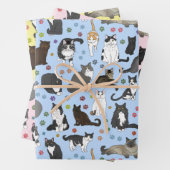 Lotsa Katzen - rosa, blau, gelb Geschenkpapier Set (Beispiel)