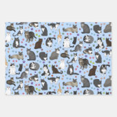 Lotsa Katzen - rosa, blau, gelb Geschenkpapier Set (Vorderseite)