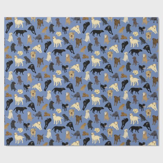 Lotsa Labradore auf denim blauen Rolle Geschenkpapier (Flach)
