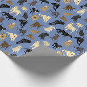 Lotsa Labradore auf denim blauen Rolle Geschenkpapier (Ecke)