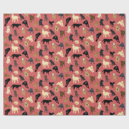 Lotsa-Labradore auf roter Rolle Geschenkpapier (Flach)