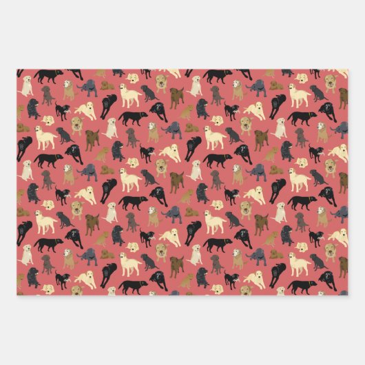 Lotsa Labradore - rot, braun, denim blau Geschenkpapier Set (Vorderseite)