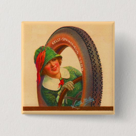 Lotta Miles no. 1-1920s Kelly-Springfields reifen Button (Vorderseite)