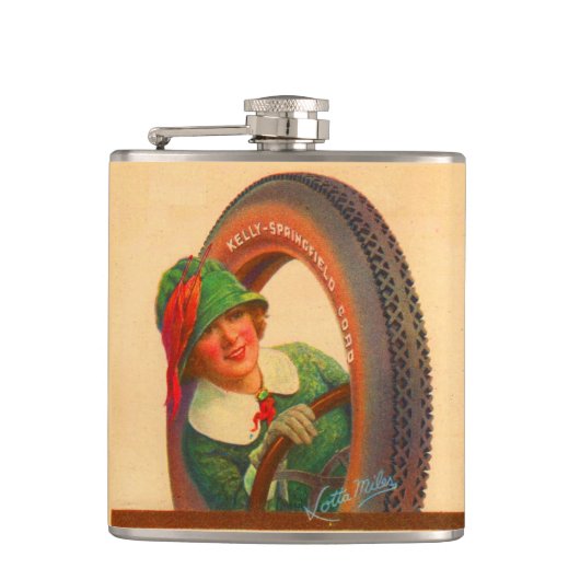 Lotta Miles no. 1-1920s Kelly-Springfields reifen Flachmann (Vorderseite)