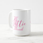 Lottie Name Bedeutung und monogramm rosa Text Kaffeetasse (Vorderseite Links)