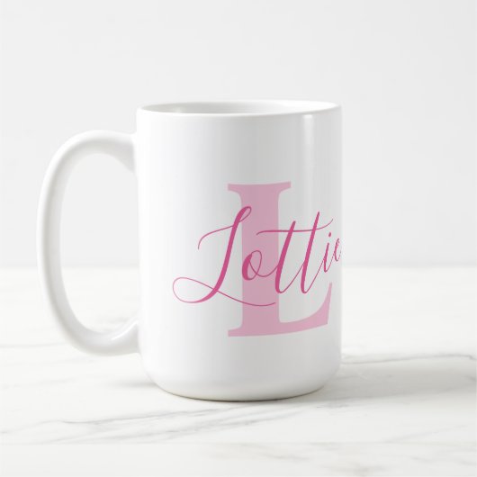 Lottie Name Bedeutung und monogramm rosa Text Kaffeetasse (Links)