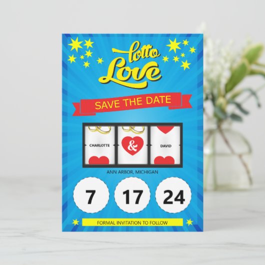 Lotto Liebe Save the Date Hochzeitsankündigung (Stehend Vorderseite)