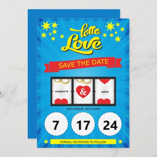 Lotto Liebe Save the Date Hochzeitsankündigung (Vorne/Hinten)