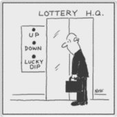 Lotto- oder Lotterie-Zentrale Aufzug oder Lift Aufkleber (Vorderseite)