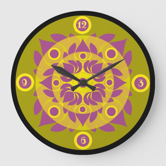 Lotus Acrylic Wall Clock Große Wanduhr (Vorderseite)