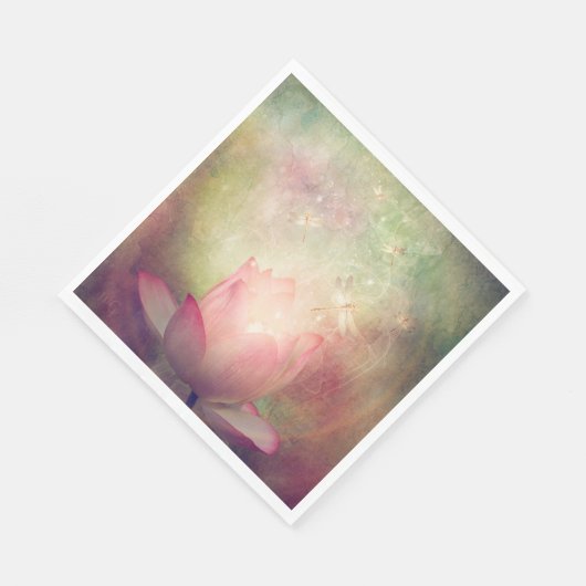 Lotus and Dragonflies Paper Napkin Serviette (Ecke)