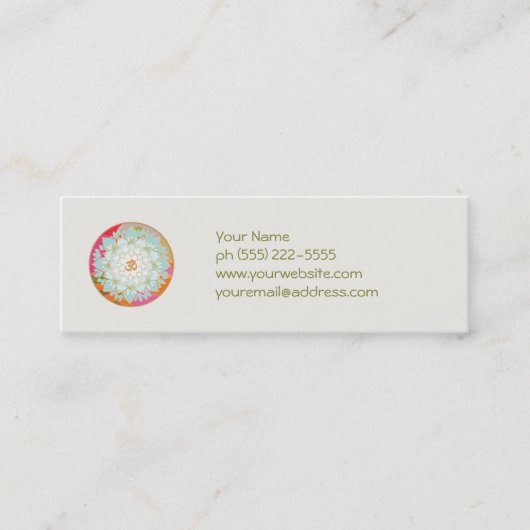 Lotus and Om Symbol Business Card Mini Visitenkarte (Vorderseite)